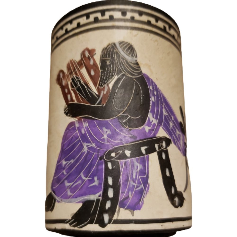 Handmade in Greece | Pottery Ancient Greek Style Lyre Handpainted Cup Pre-owned